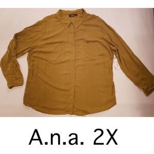 A.n.a. Long Sleeve shirt Plus Size 2X Copper